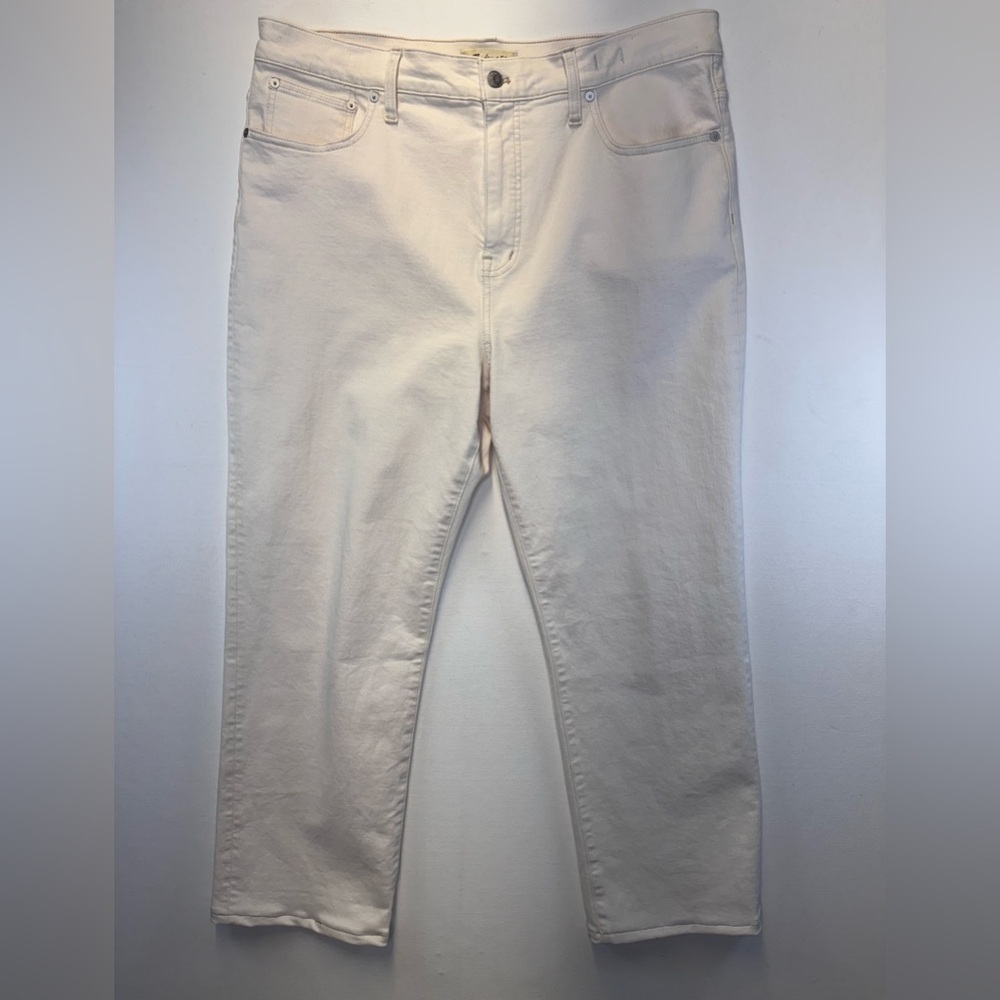 Madewell 90’s Straight high rise ivory‎ jeans denim womens sz 33 (15-16) ALTERED